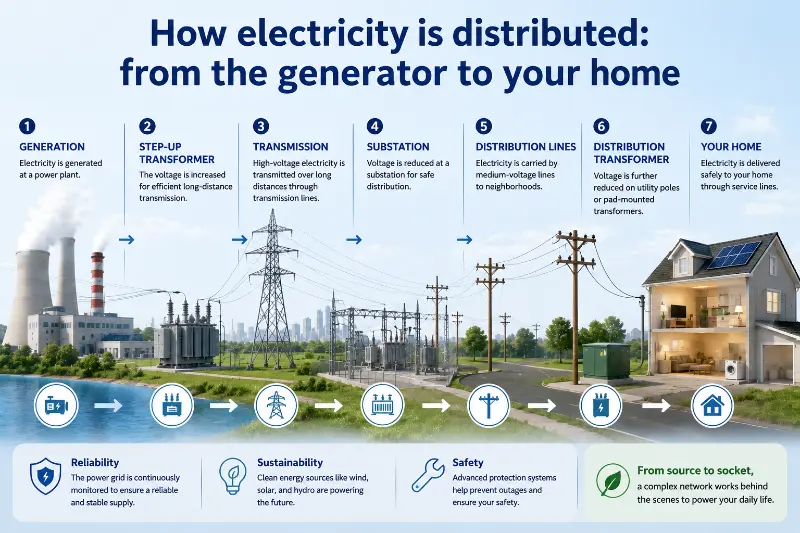 Ako sa distribuuje elektrina: z generátora do vášho domova?