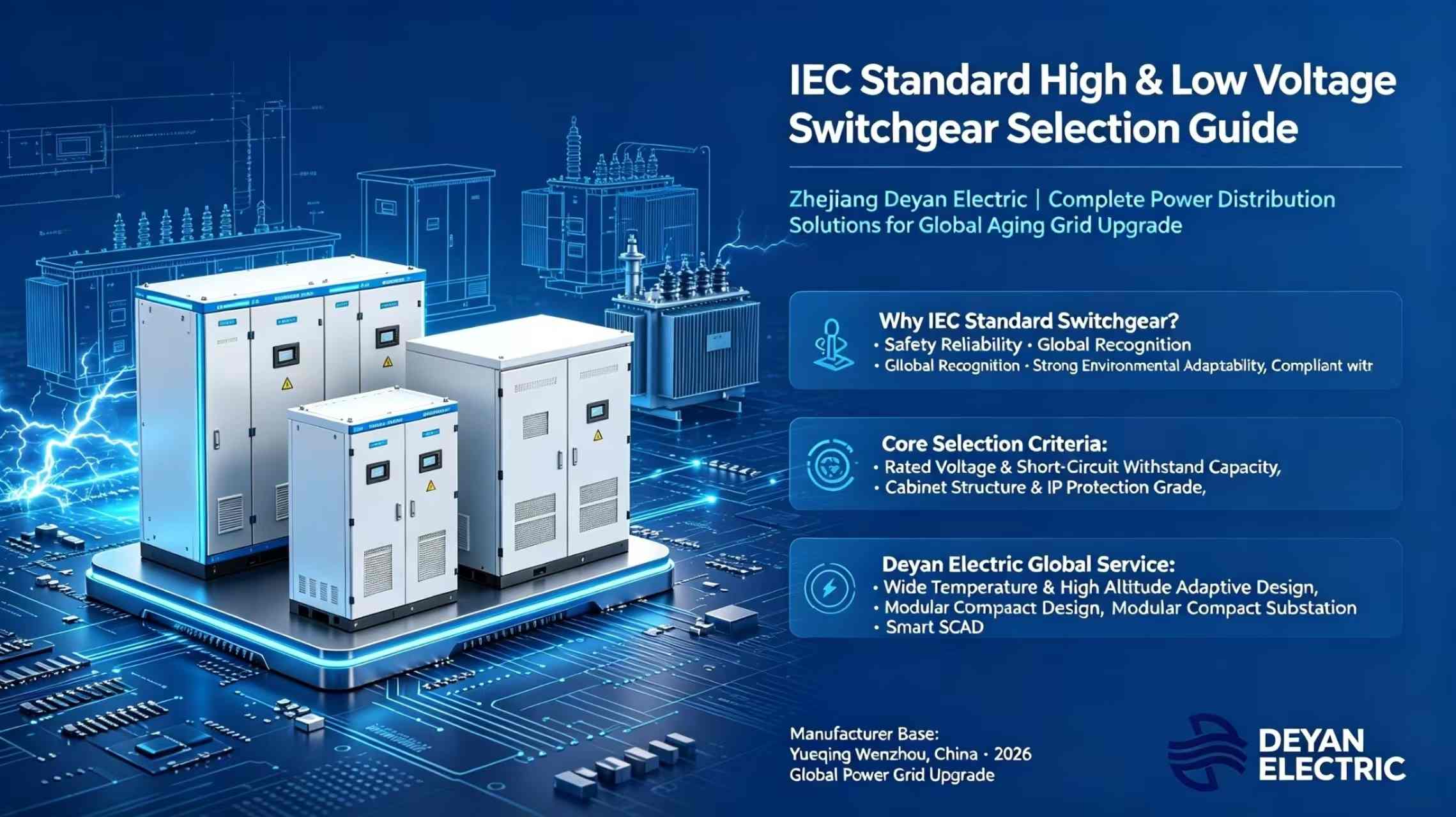 Sprievodca výberom vysokonapäťových a nízkonapäťových rozvádzačov štandardu IEC: Zhejiang Deyan Electric — Kompletné riešenia distribúcie energie pre modernizáciu starnúcej siete po celom svete